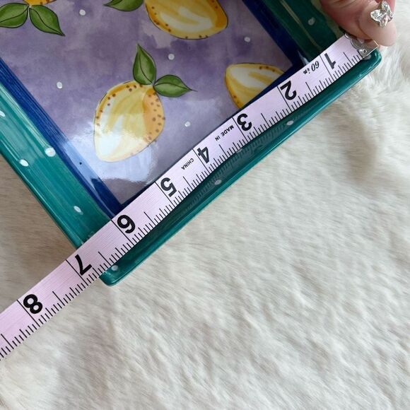 NEW Essex Collection Ceramic Rectangular Serving Tray Fruit Punch Lemon Design - Picture 7 of 8